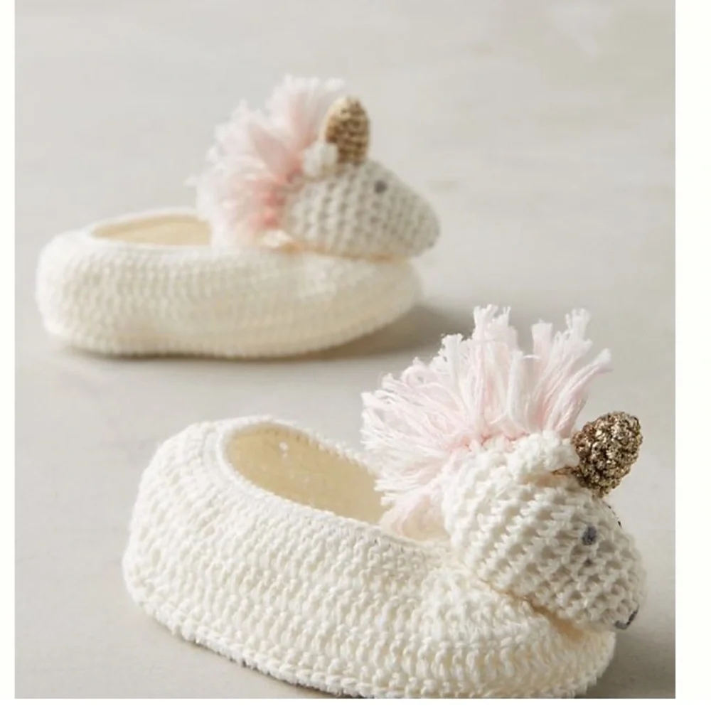 Albetta Premium Unicorn Knit Baby Booties‎ Slippers 3/6 Months Old